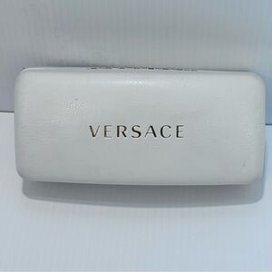 Versace White Leather Sunglass Eyewear Case Hard Clamshell